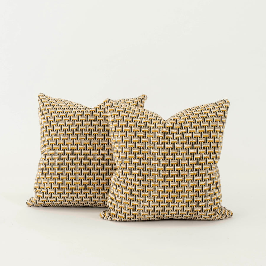 Yellow Woven Needlepoint Pillow