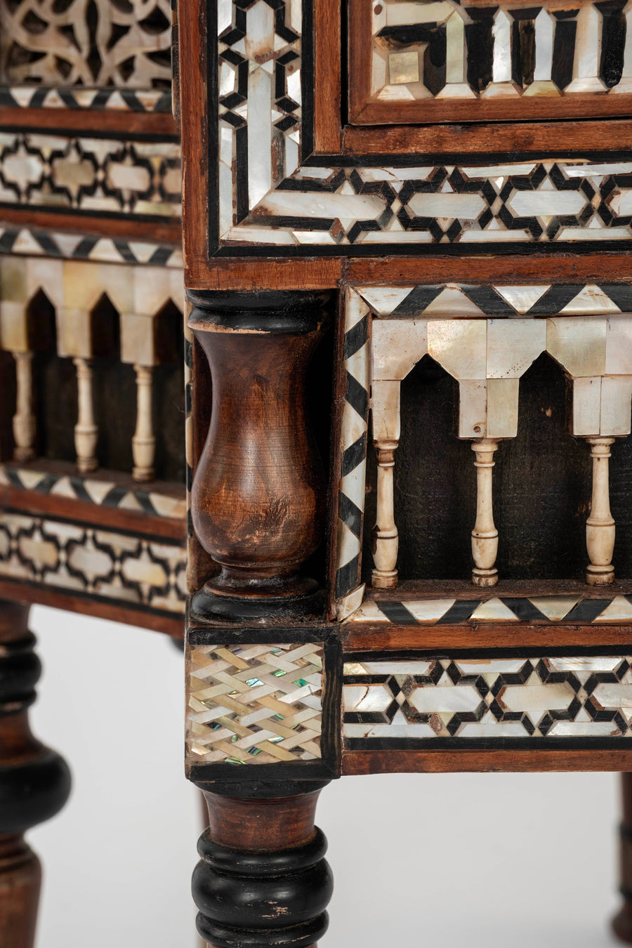 Pair Syrian Hexadecagon Marquetry Chests