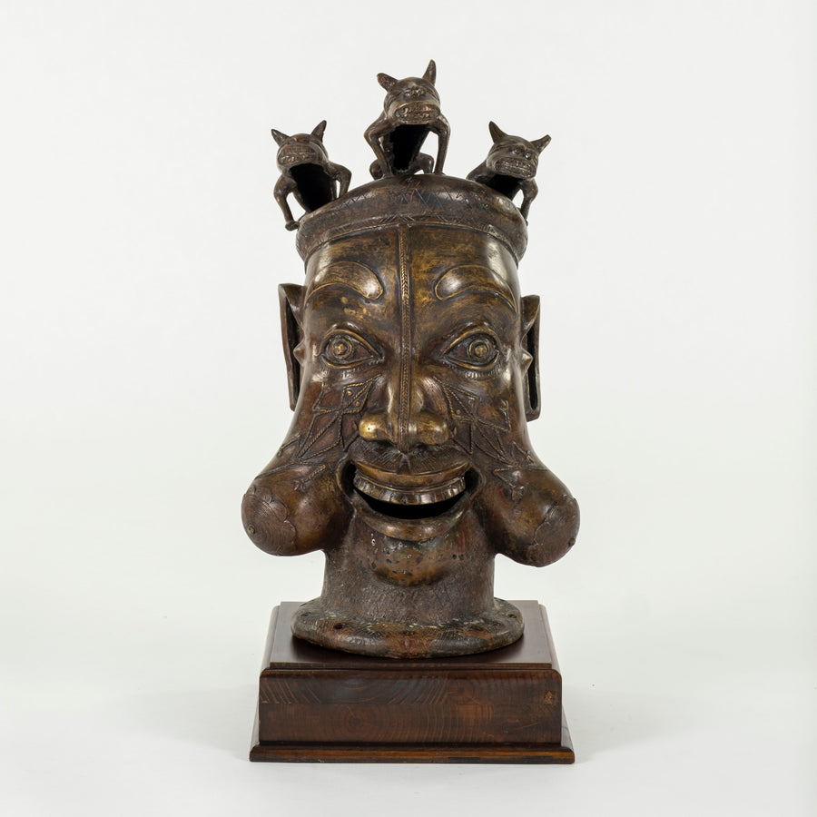 African Tikar Bronze Tribal Art Style Bronze Head