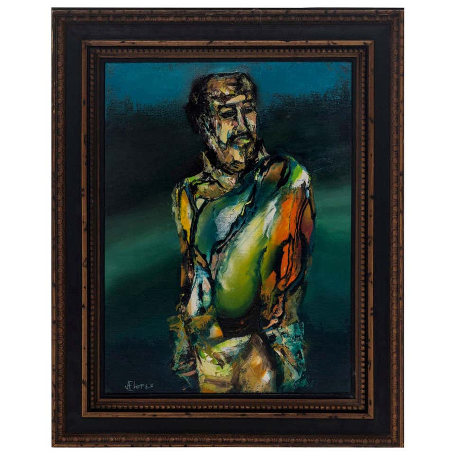 Figurative Oil Painting, Signed J. Flores