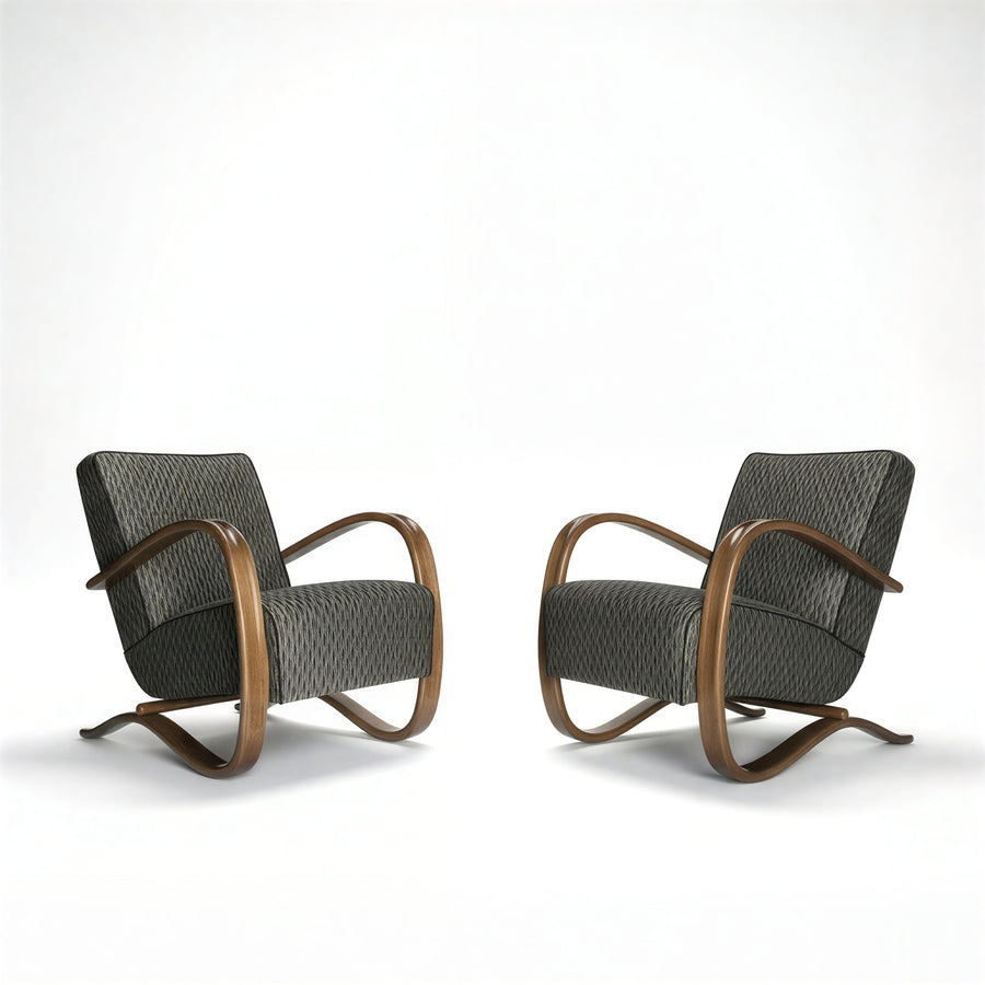 Pair 1930s H269 Armchairs by Jindrich Halabala for Thonet