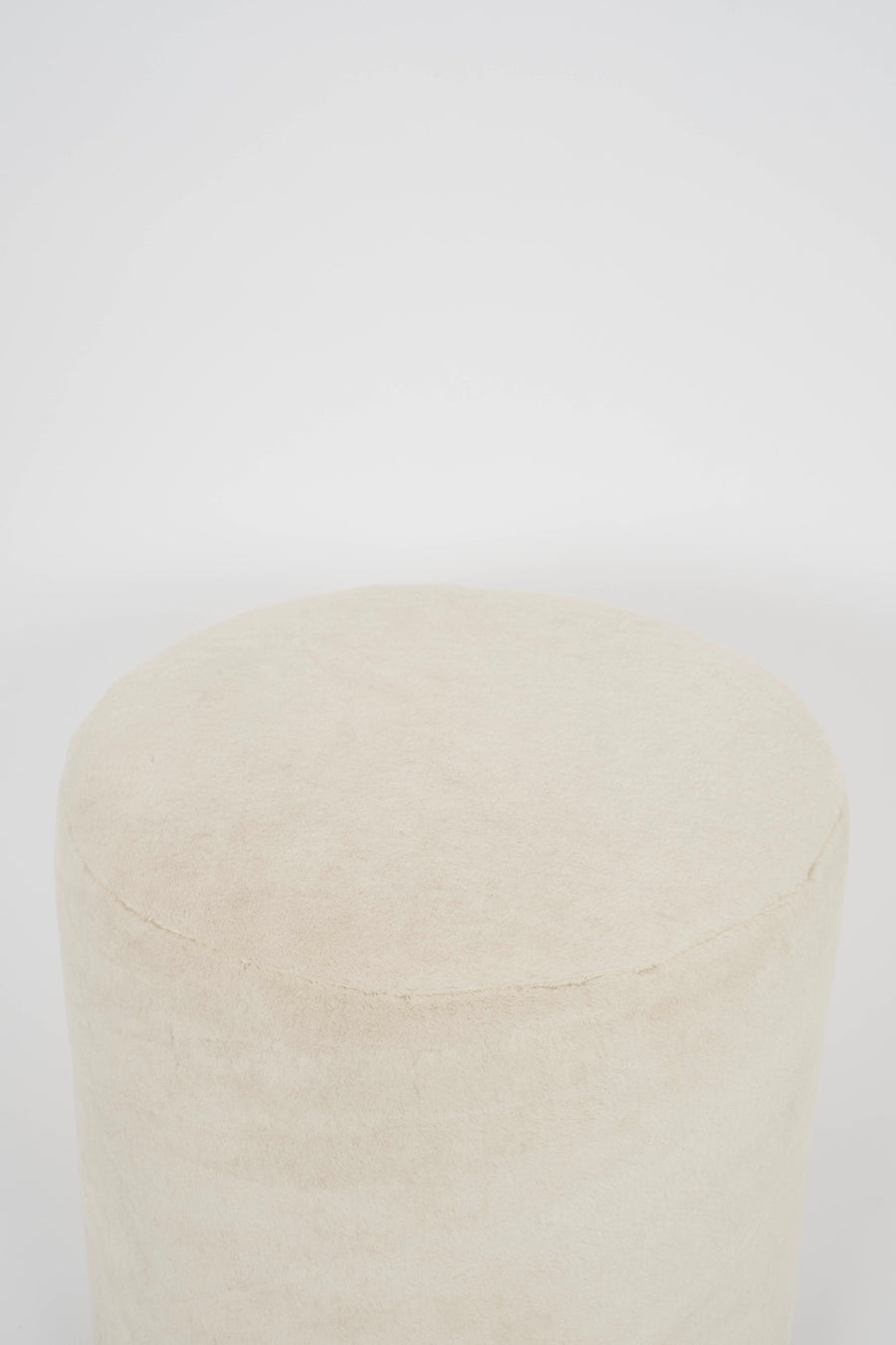 Cubist Creamy White Luxe Alpaca Fleece Pouf Ottoman With White Oak Base