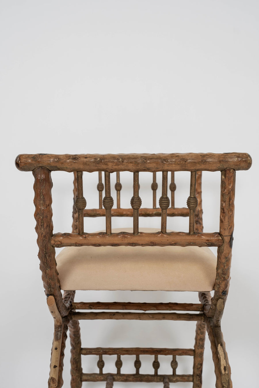 Pair 19th Century English Curule Willow Benches