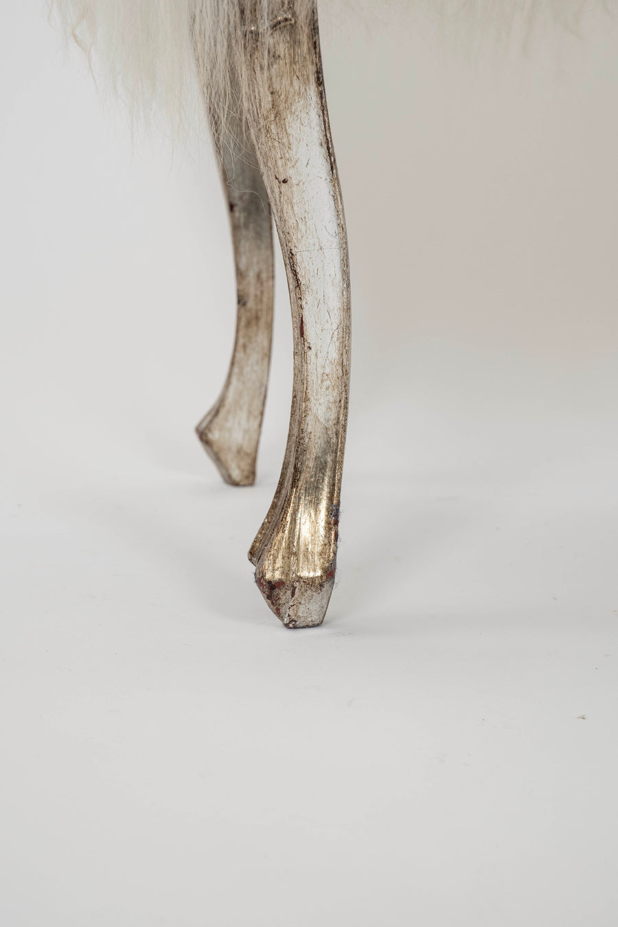 Louis XV Style Icelandic Sheepskin Silver Gilt Stool