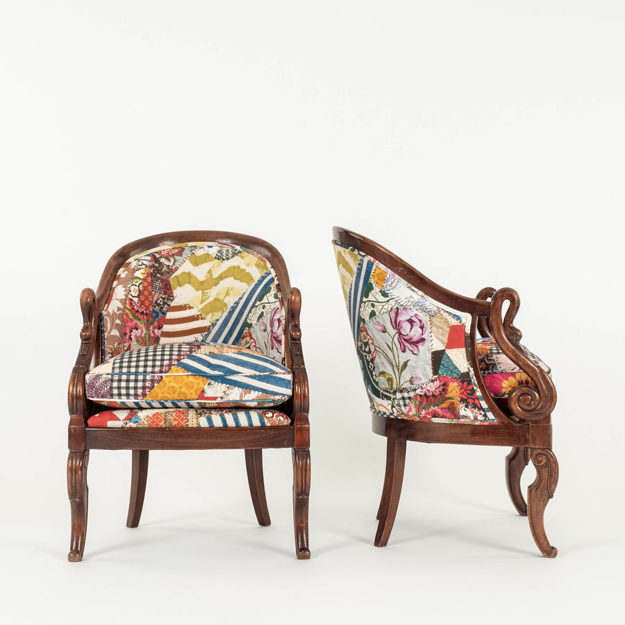Pair Neoclassical Style Johnson Hartig Libertine Hotch Potch Swan Chairs
