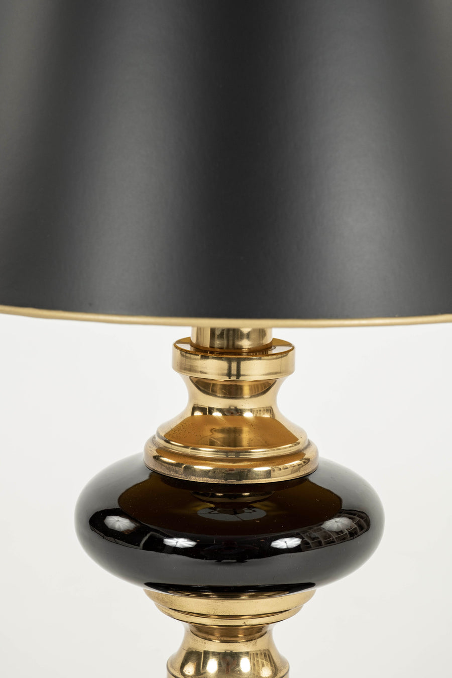 Pair Brass Chocolate Porcelain Lamps