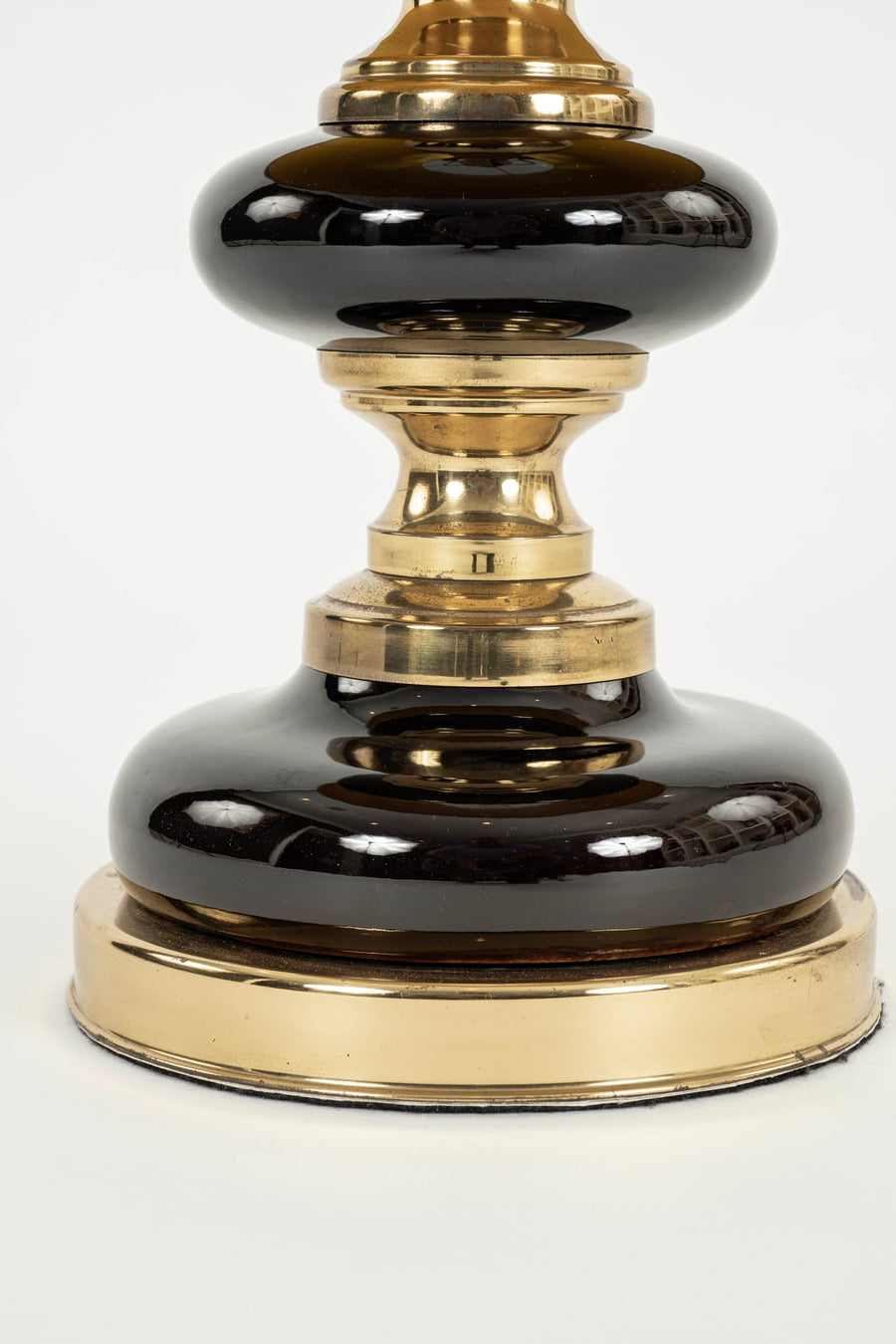 Pair Brass Chocolate Porcelain Lamps