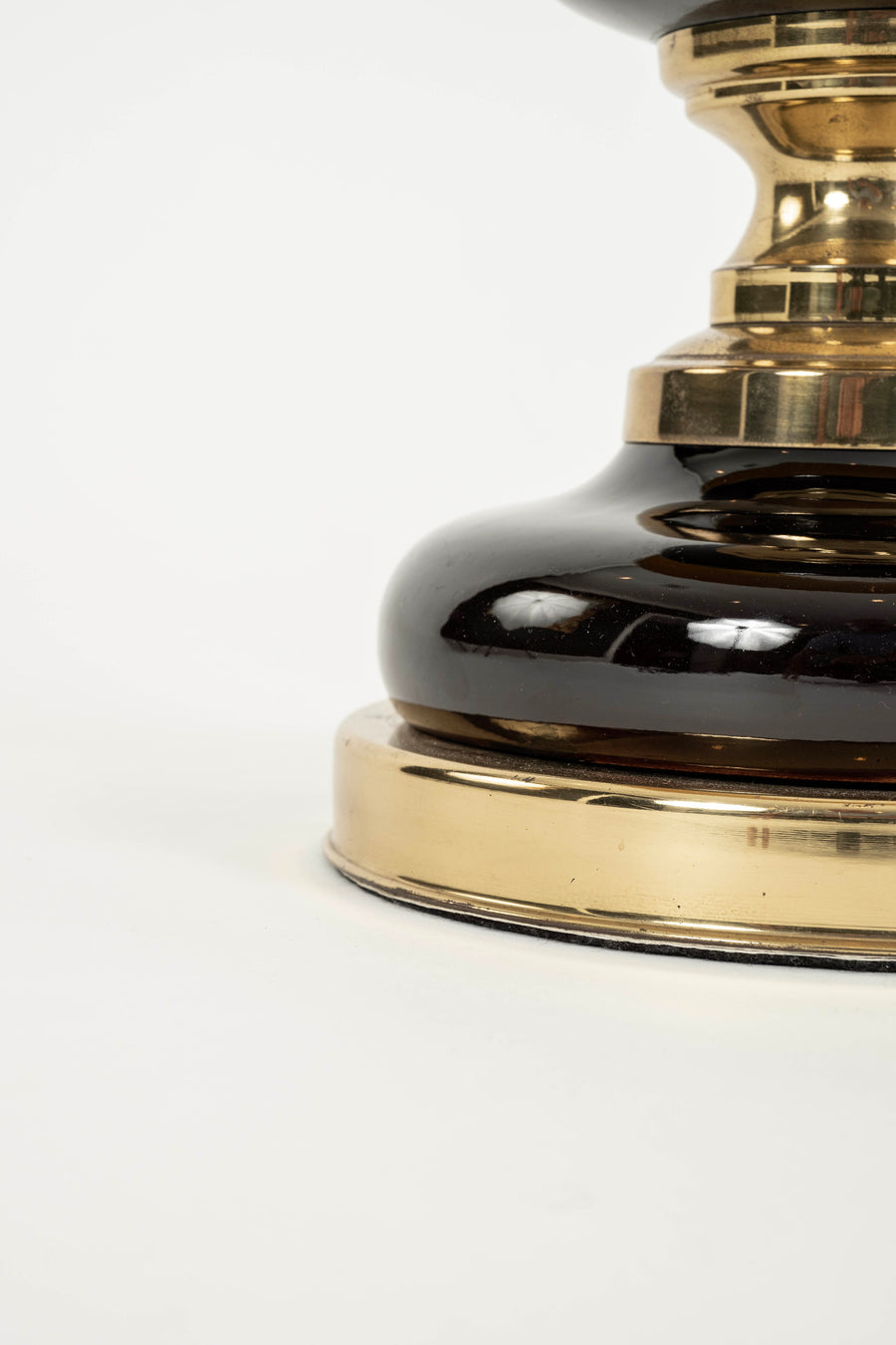 Pair Brass Chocolate Porcelain Lamps