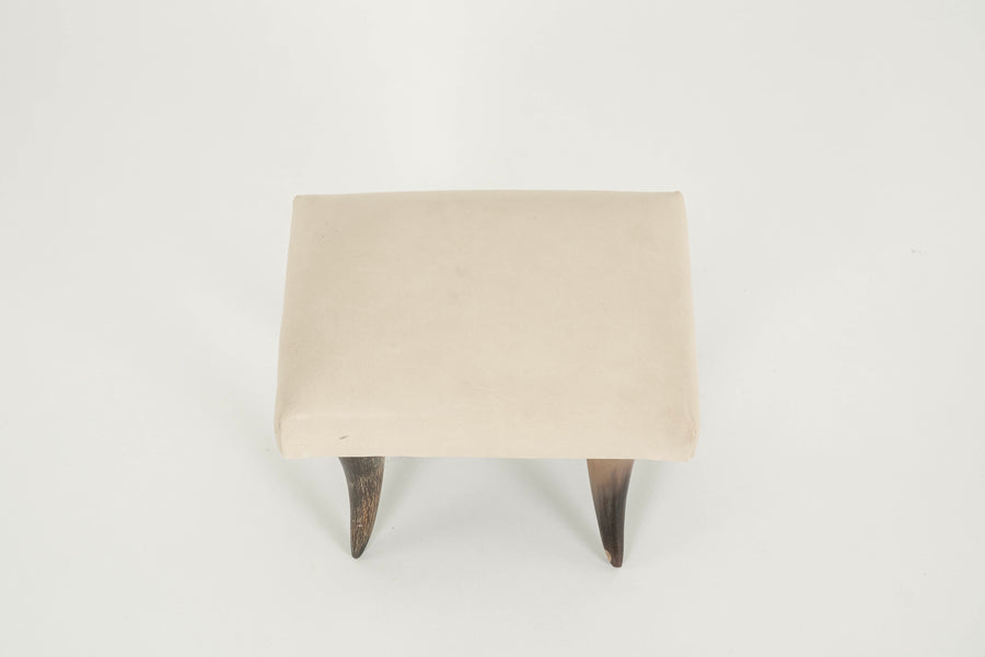 Continental Leather Horn Footstool