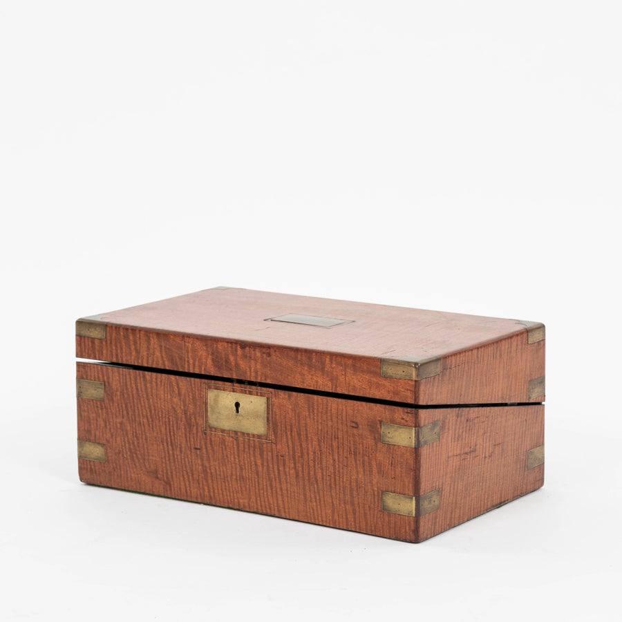 19th Century Burlwood Traveling Desk Box
