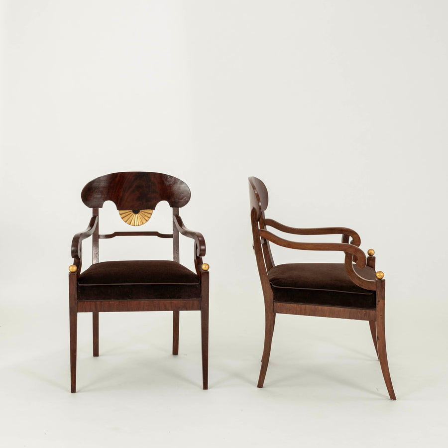 Pair 19th Century Swedish Biedermeier Armchairs