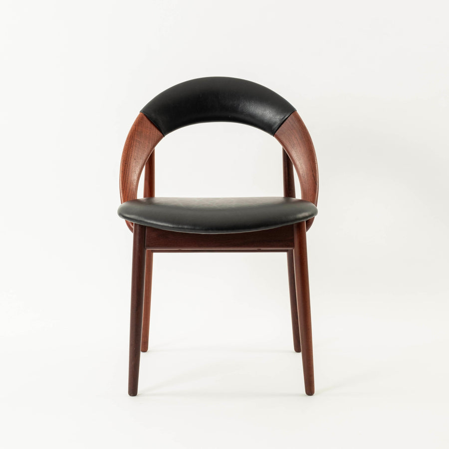 Arne Hovmand Olsen Black Leather Teak Chair