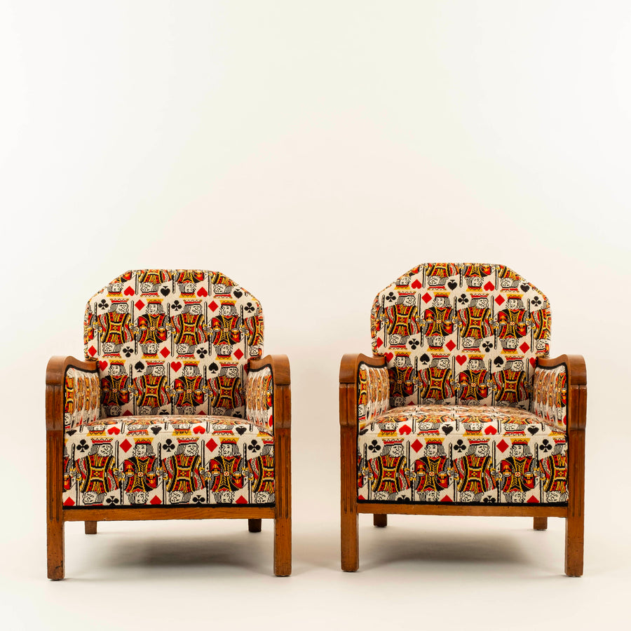 Pair Art Deco King Épinglé Lounge Chairs