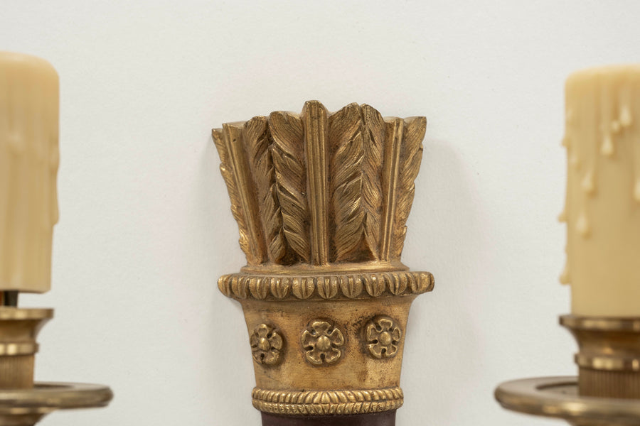 Pair Italian Neoclassical Style Bronze Arrow Sconces