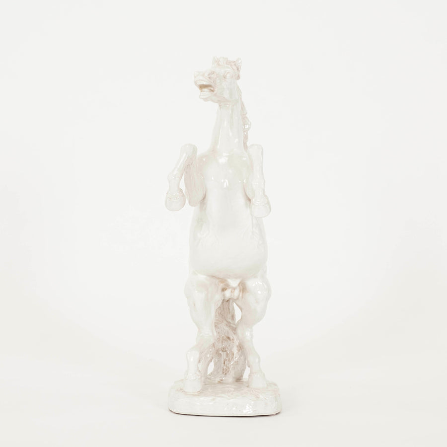Italian White Glazed Terracotta Horse Sculpture