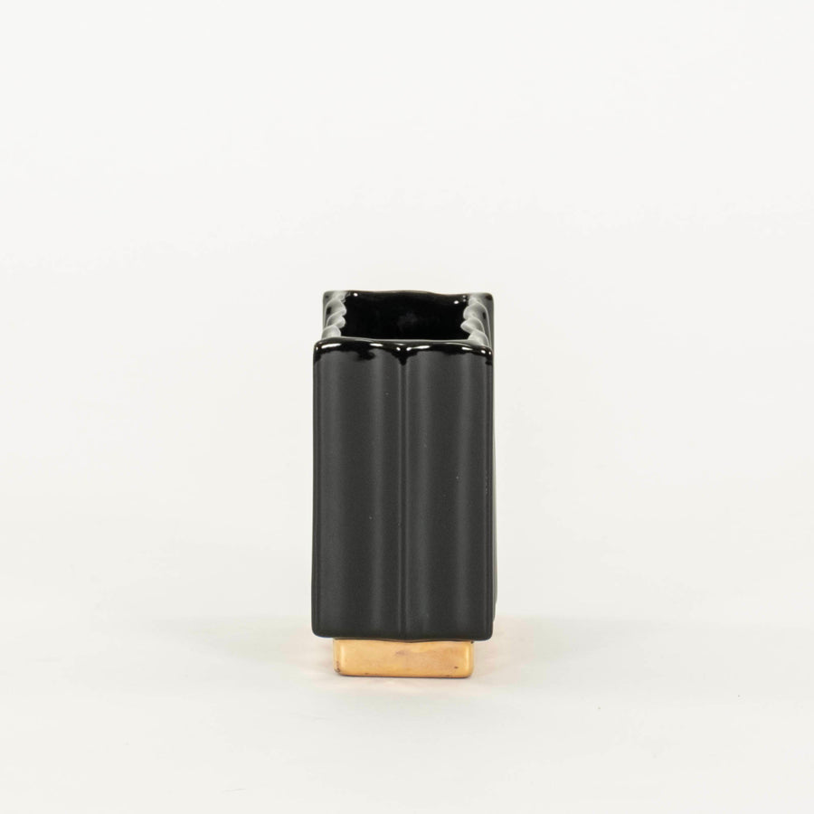 Black Fluted Ceramic Vase