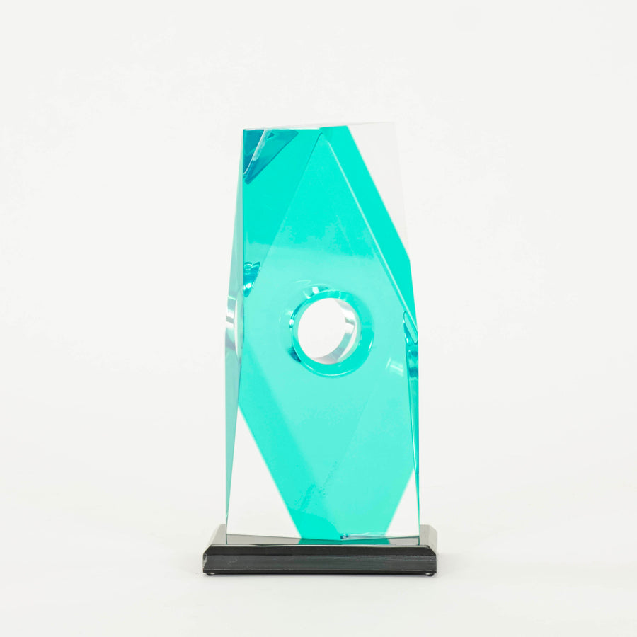 Blue Abstract Lucite Sculpture