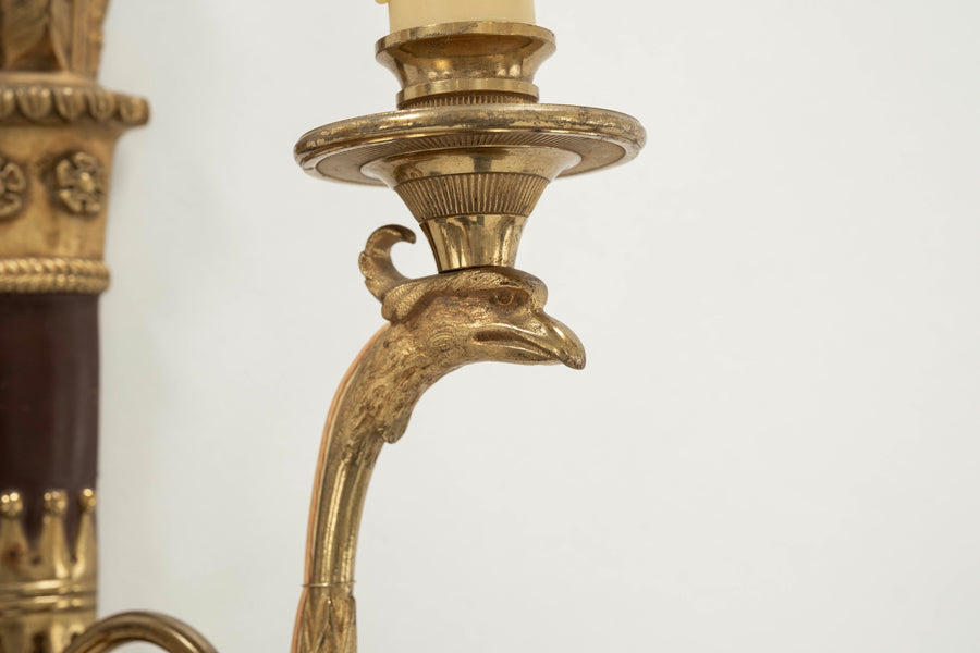 Pair Italian Neoclassical Style Bronze Arrow Sconces