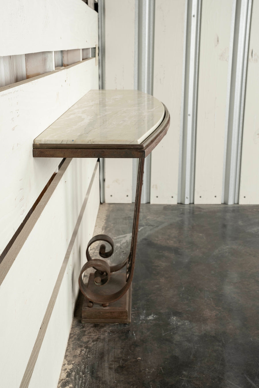 French Art Deco Iron Marble Console