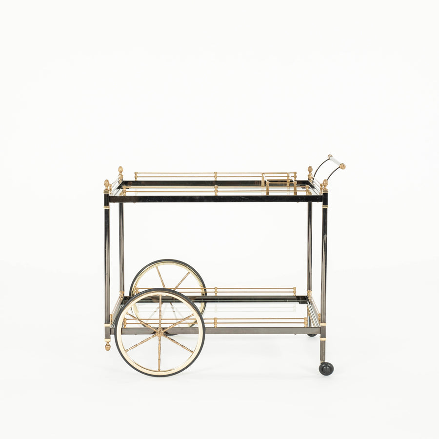 LaBarge Steel Brass Glass Bar Cart