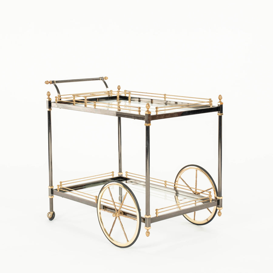 LaBarge Steel Brass Glass Bar Cart