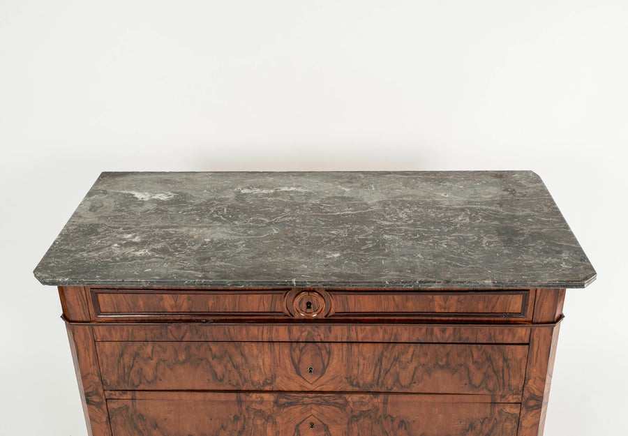 Louis Phillips Walnut Marble Commode