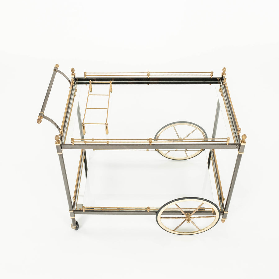 LaBarge Steel Brass Glass Bar Cart