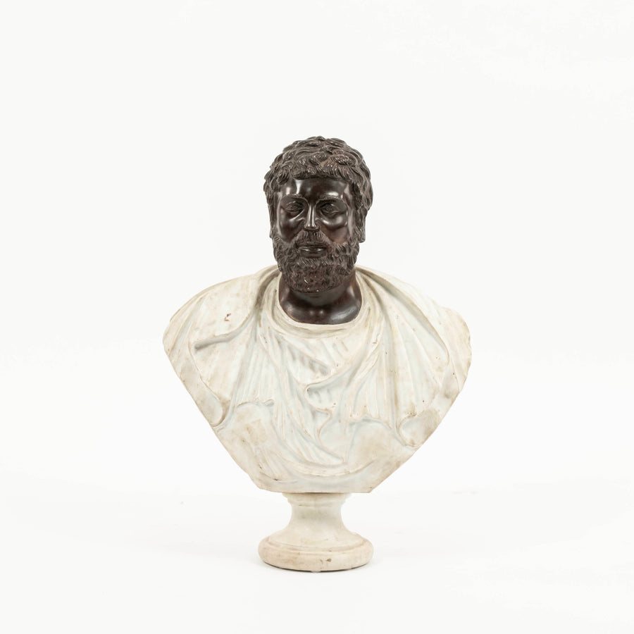 20th Century Lucius Verus and Marcus Aurelius Marble Bronze Busts
