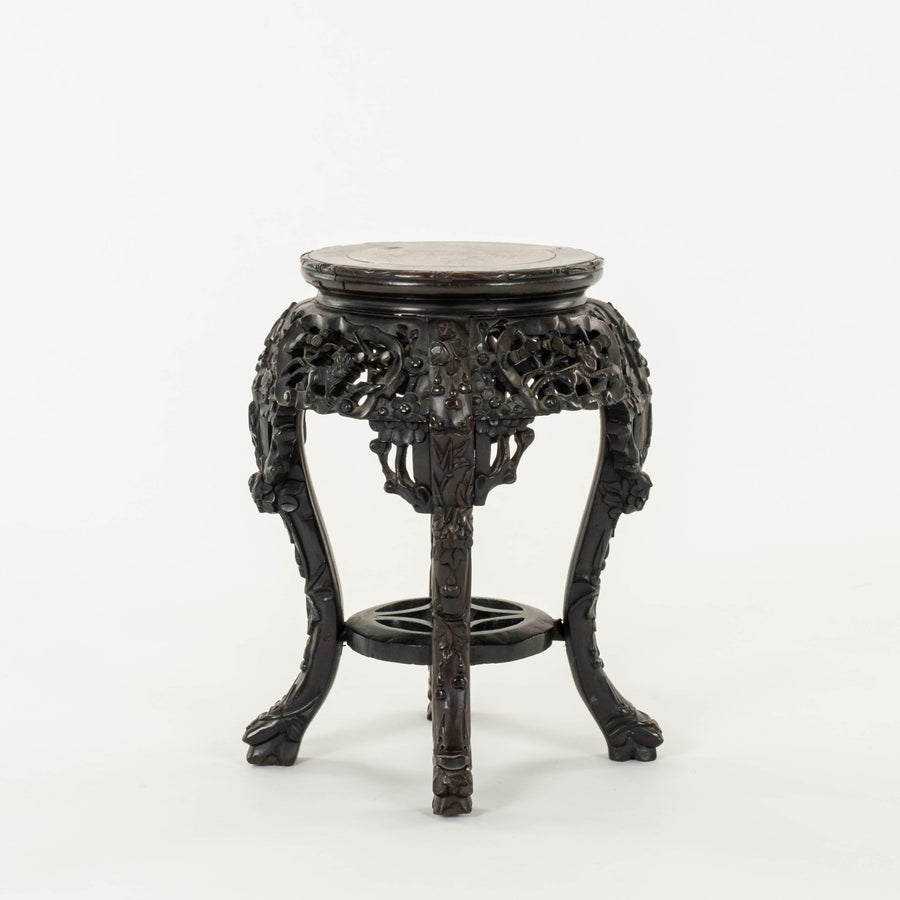 19th Century Chinese Rosewood Marble Top Side Table