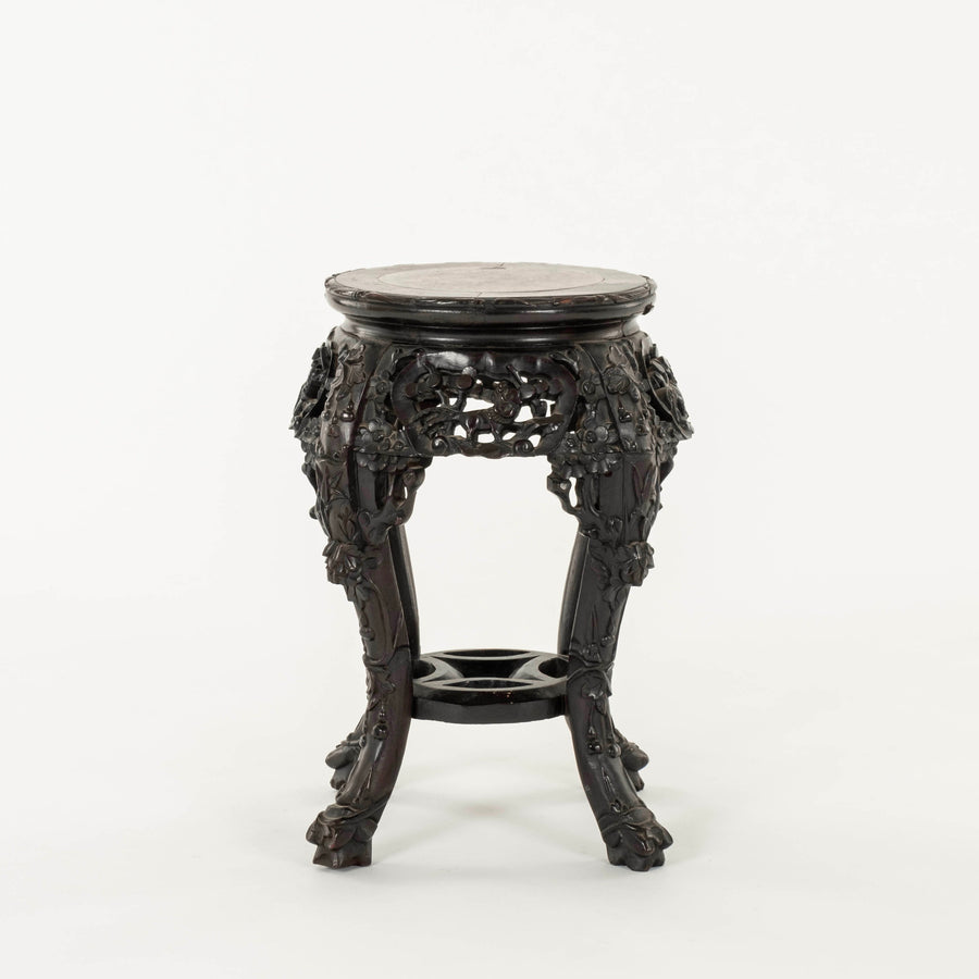 19th Century Chinese Rosewood Marble Top Side Table