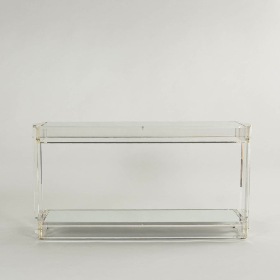 Vintage Mirrored Lucite Console Table