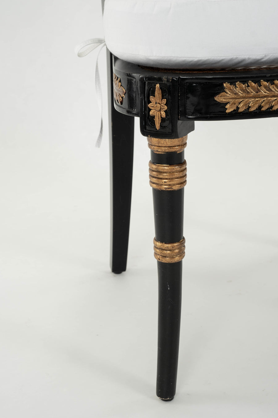 Pair Vintage Regency Style Black & Gold Side Chairs