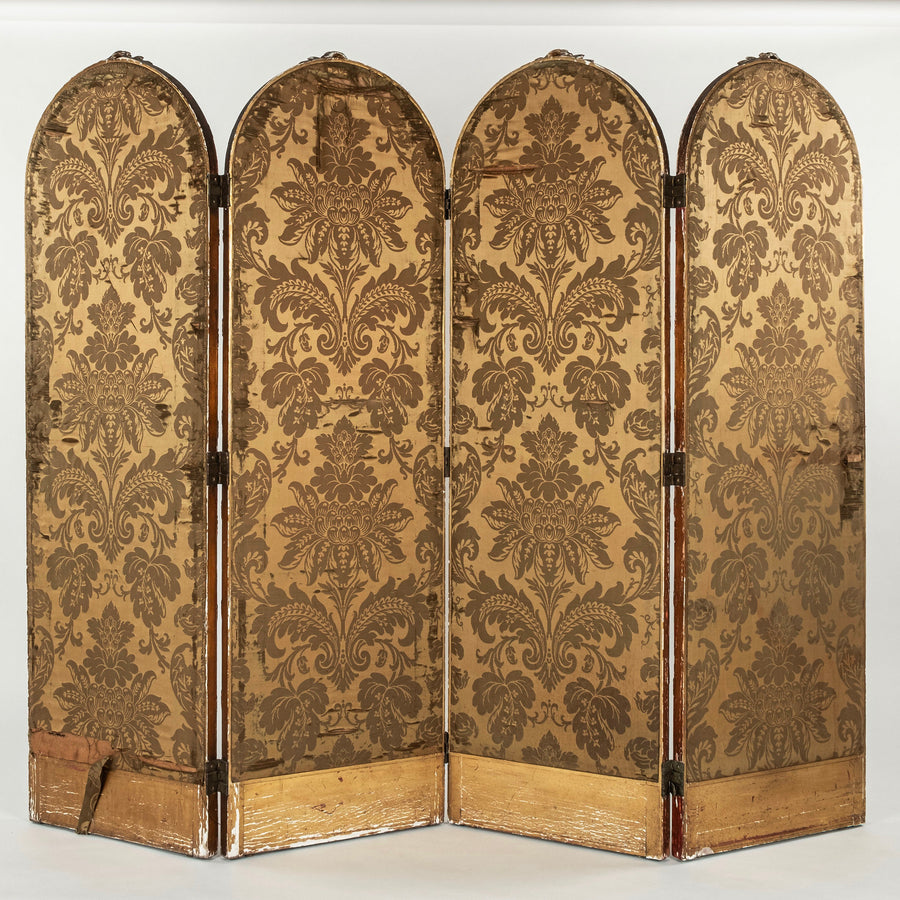 19th Century French Chinoiserie  Four Panel Giltwood Screen