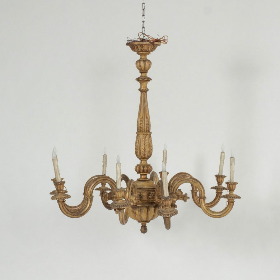 Italian Carved Wood Painted Chandelier