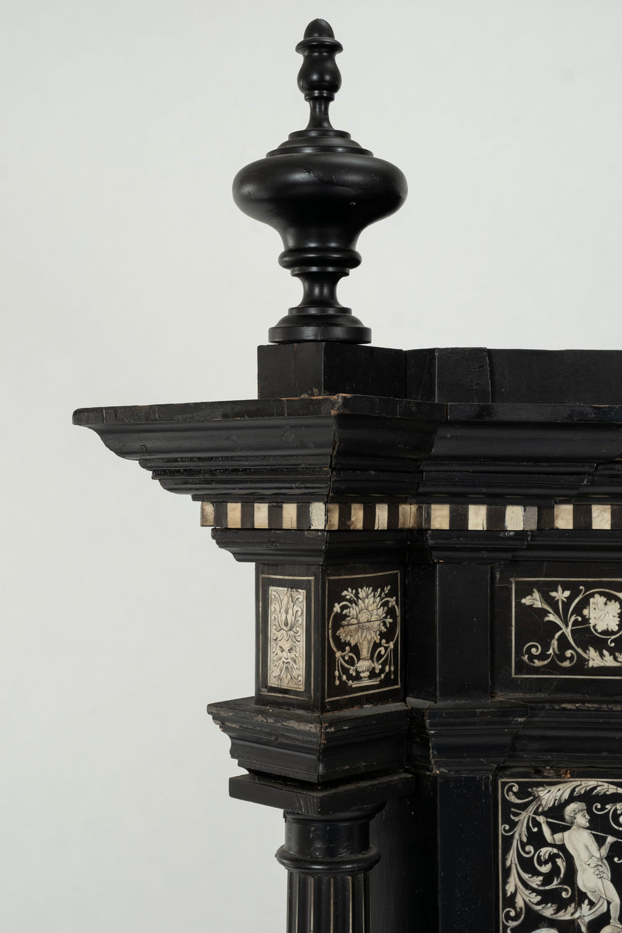 18th Century Italian Ebonized  Inlaid Collectors Cabinet