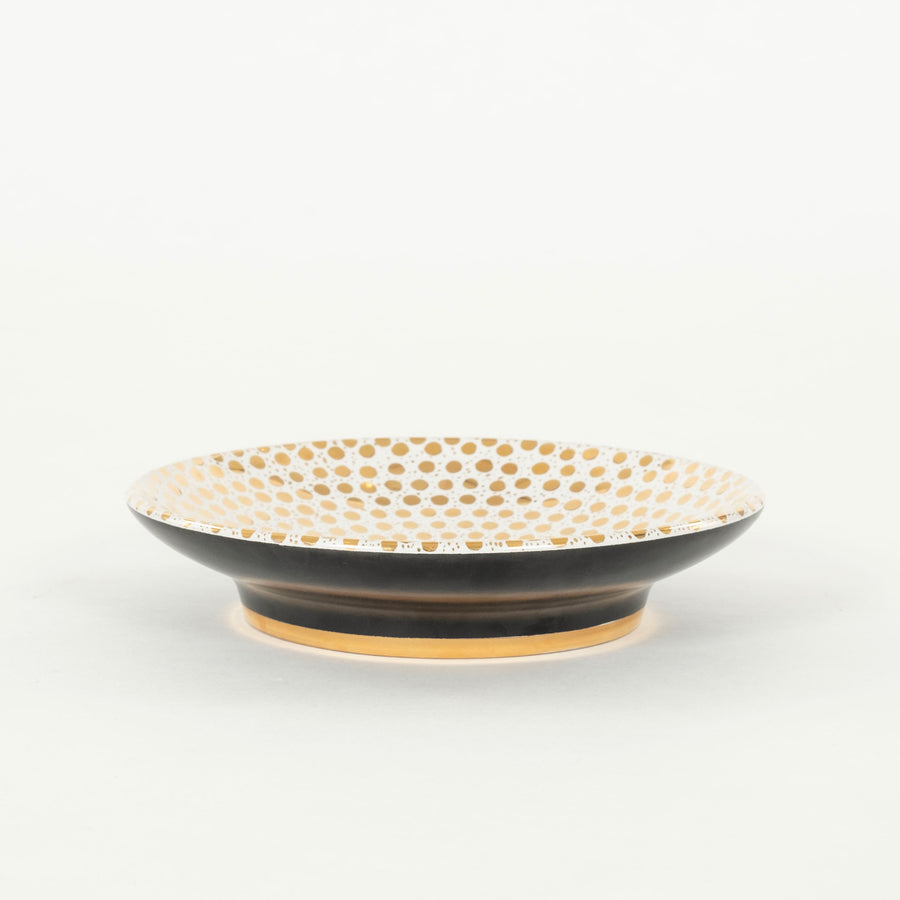 Waylande Gregory Studios Dish White with Gold Dots