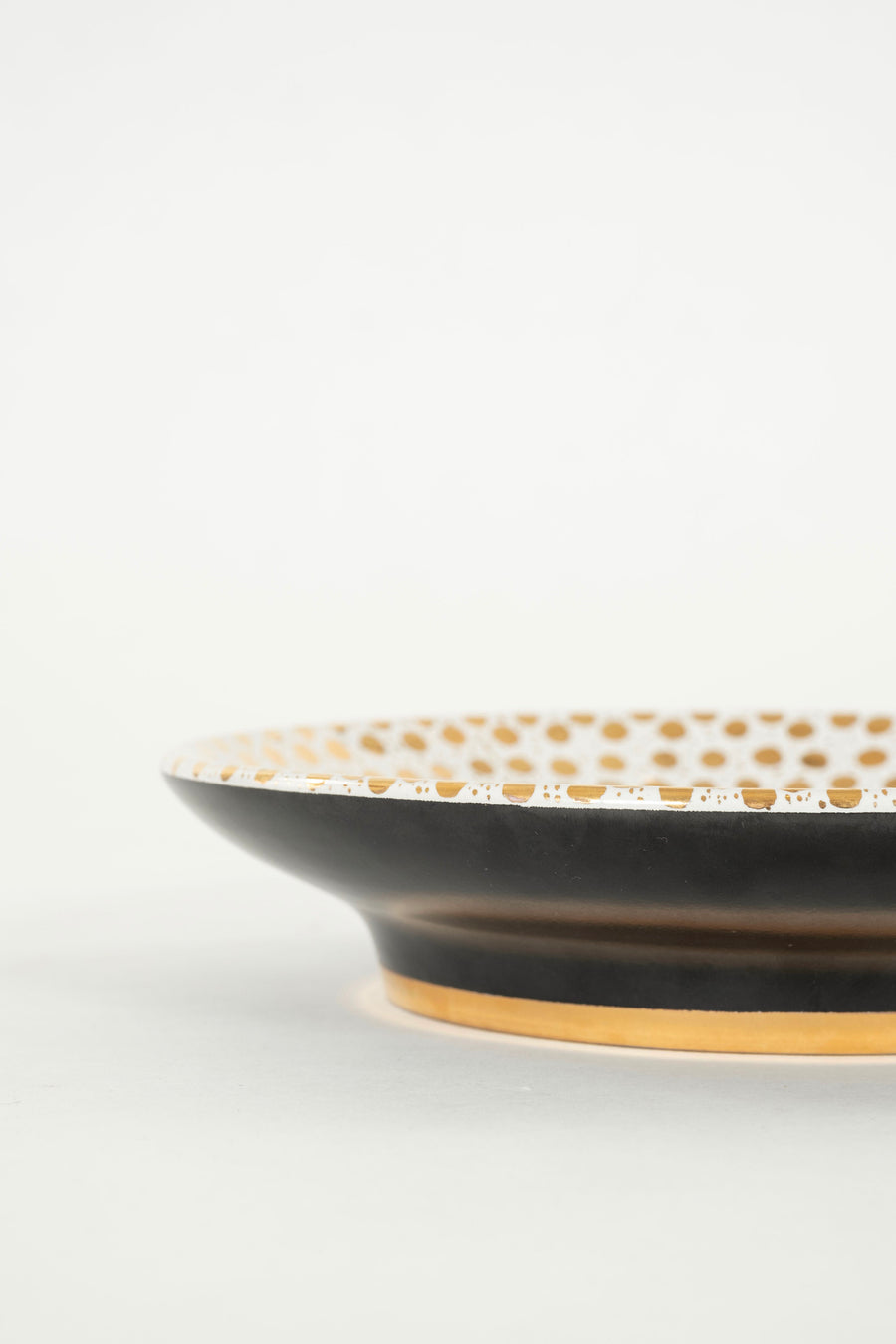 Waylande Gregory Studios Dish White with Gold Dots