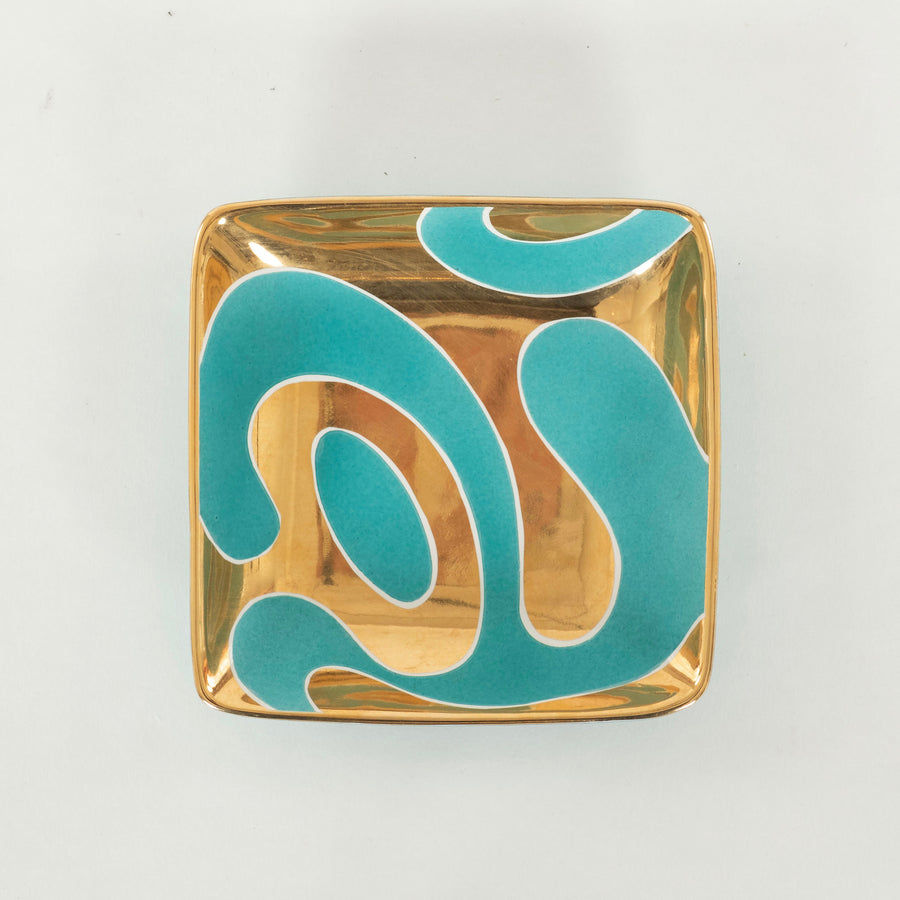 Waylande Gregory Lava Dish Gold Turquoise