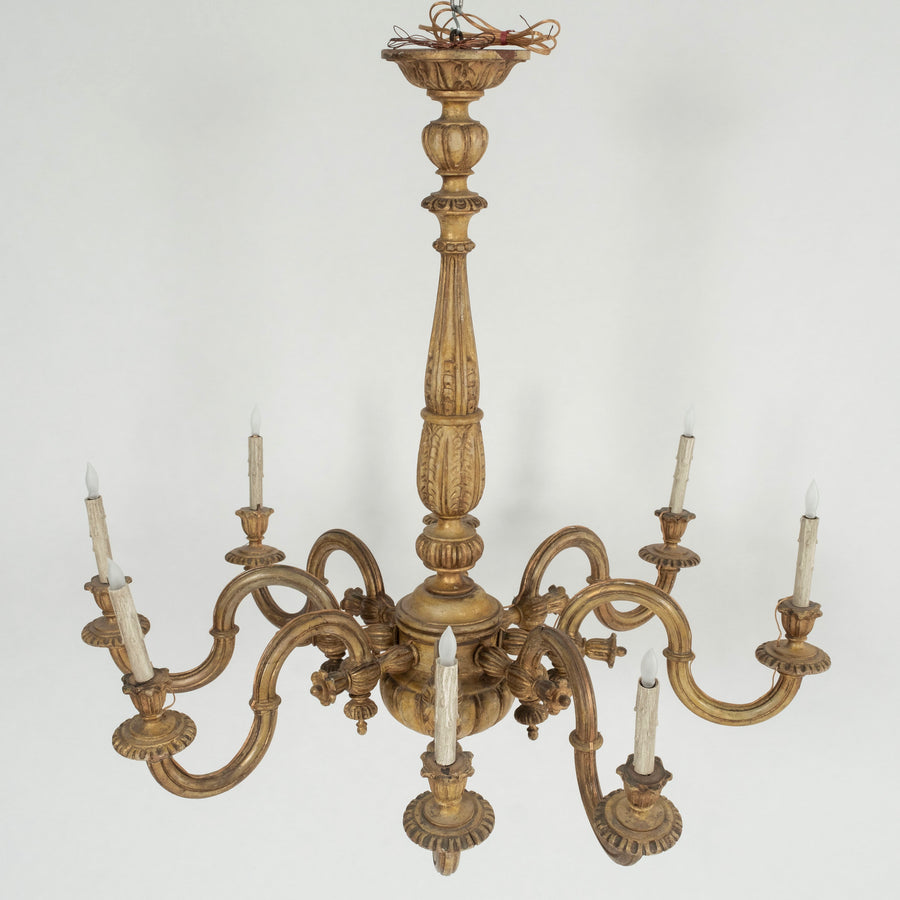 Italian Carved Wood Painted Chandelier