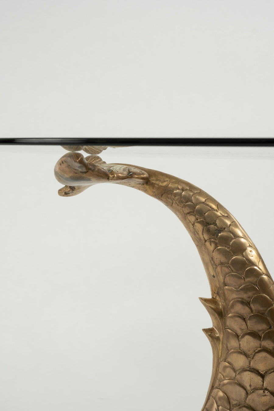 Contemporary Empire Style Brass Dolphin Table