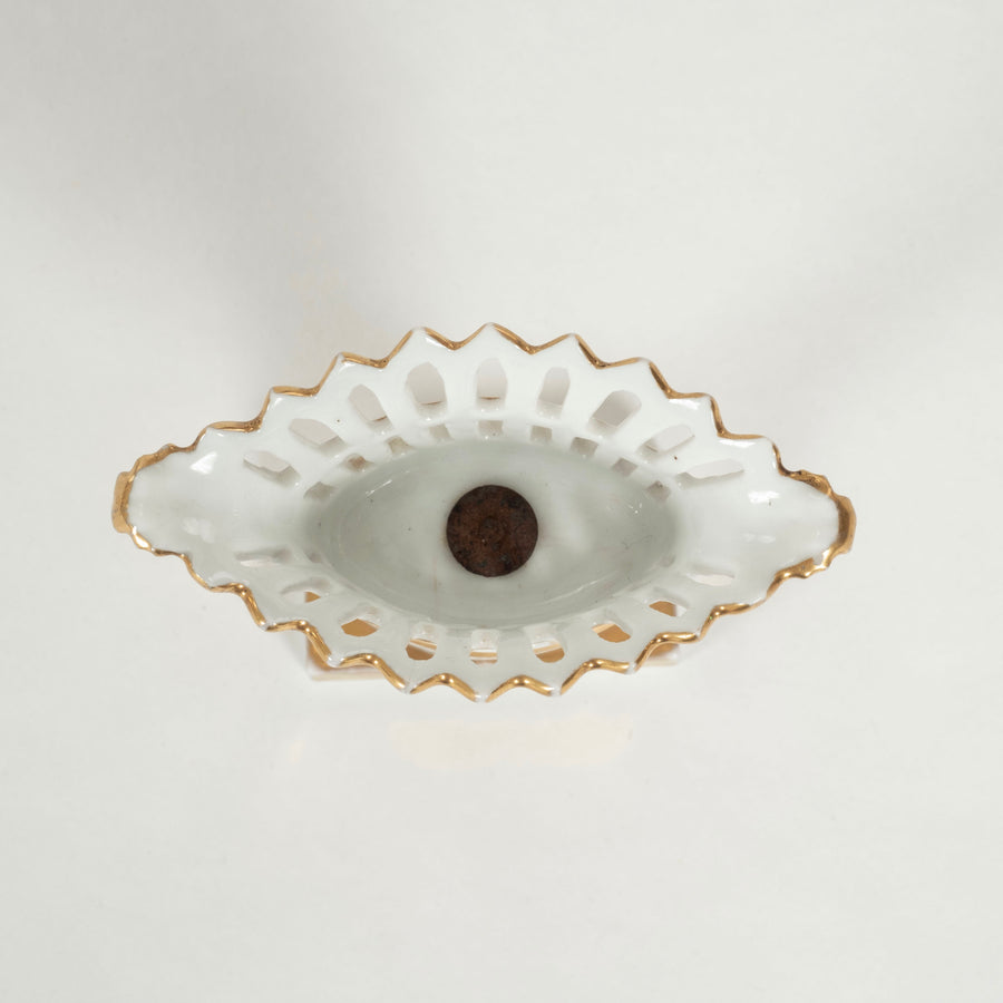 19th Century Old Paris Gilt Porcelain Reticulated Compote