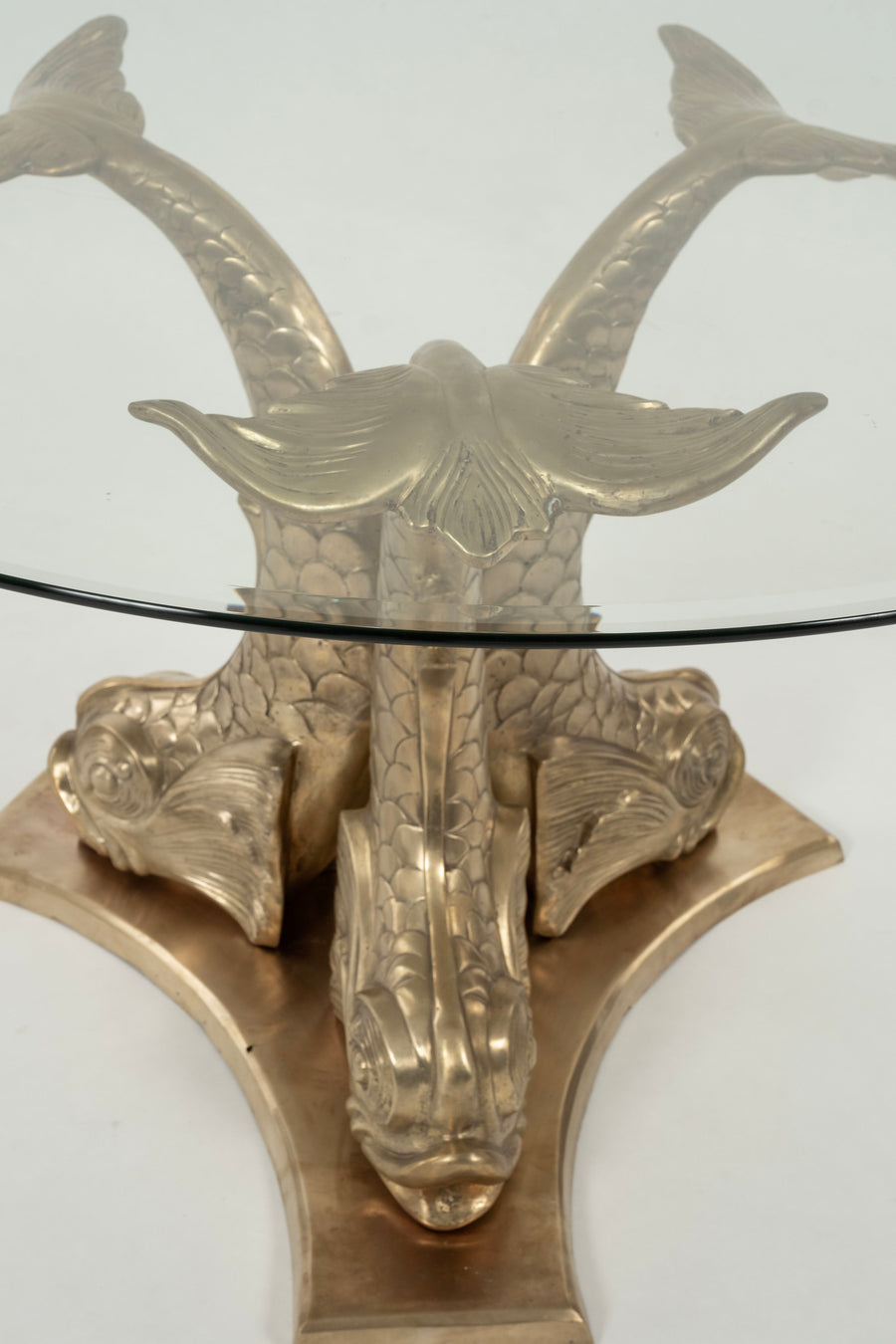 Contemporary Empire Style Brass Dolphin Table