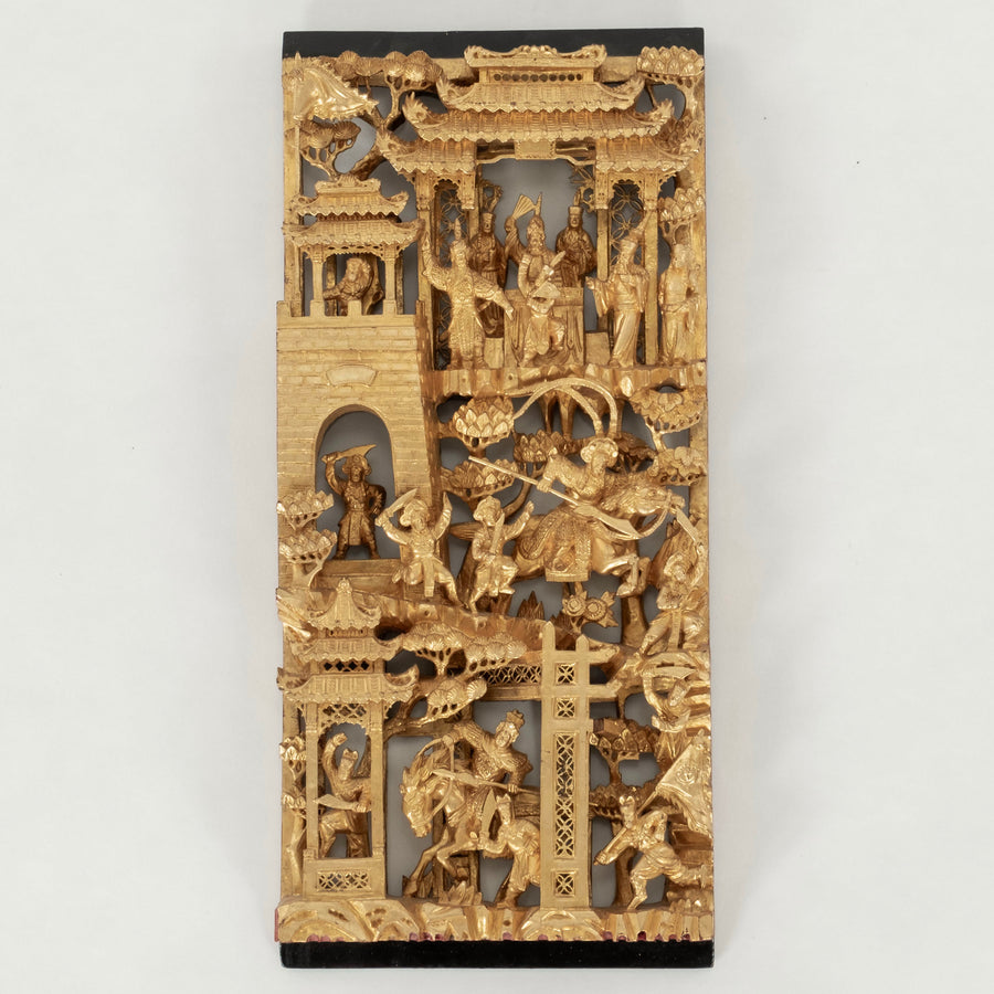 19th Century Carved Chinese Gilt Wood Panel I