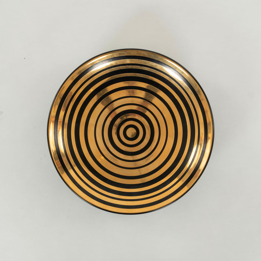 Waylande Gregory Studios Plate Gold and Black Circles