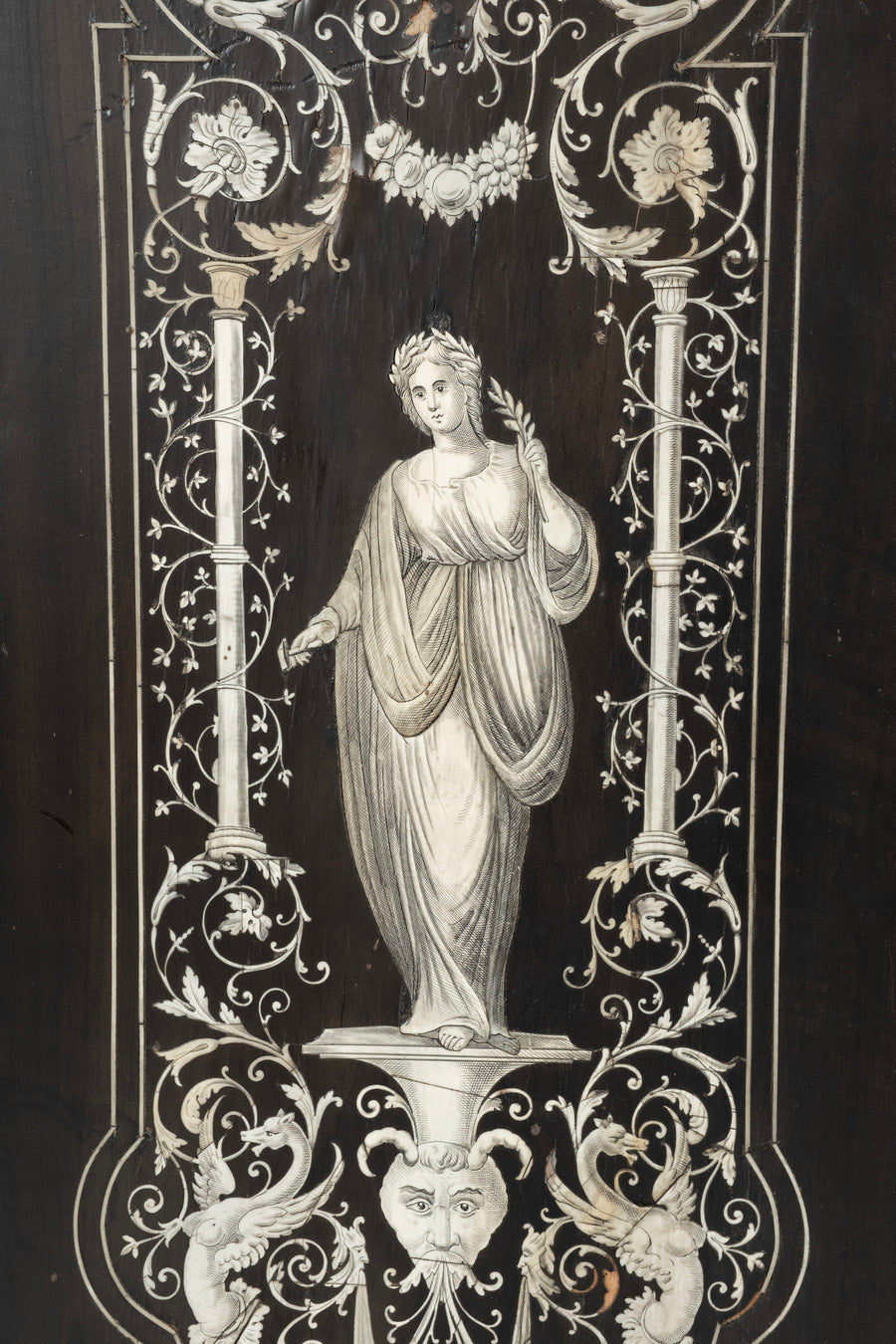 18th Century Italian Ebonized  Inlaid Collectors Cabinet