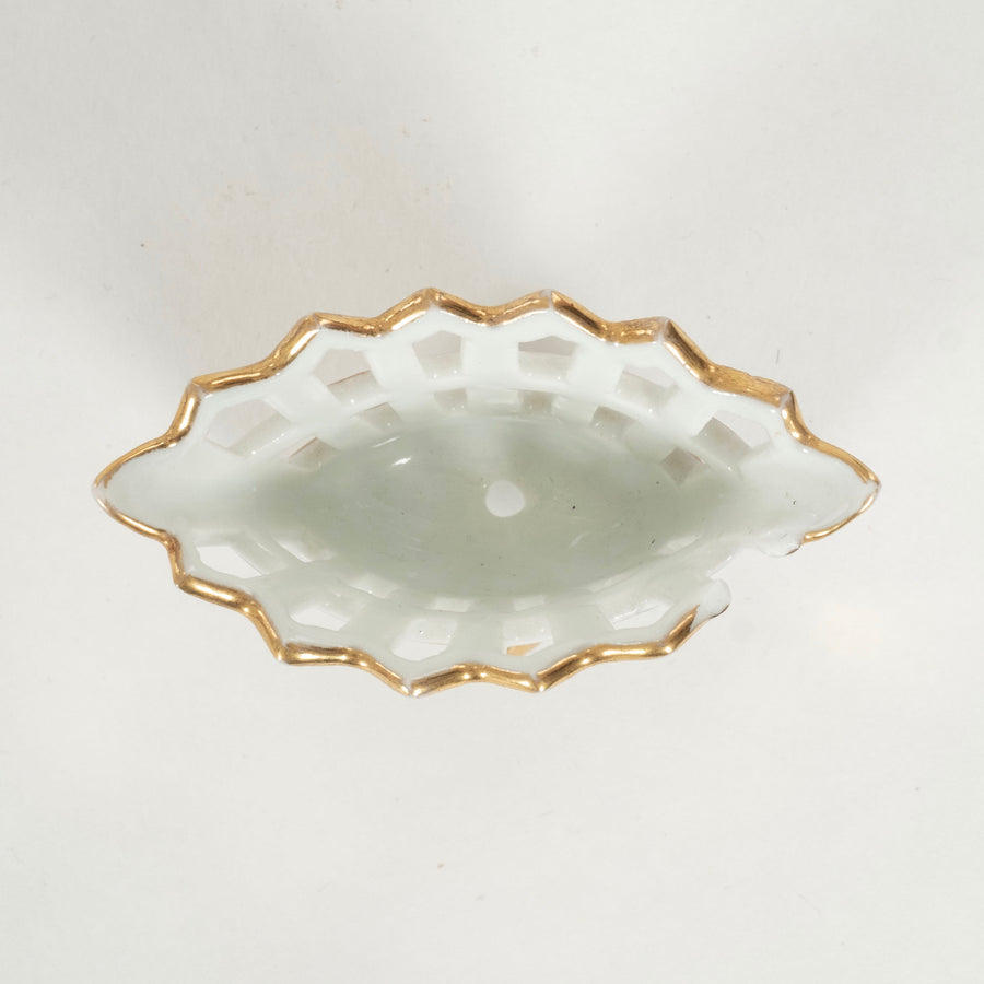 19th Century Petite Old Paris Gilt Porcelain Reticulated Compote