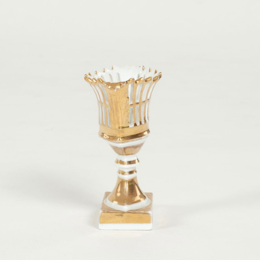 19th Century Old Paris Gilt Porcelain Reticulated Compote