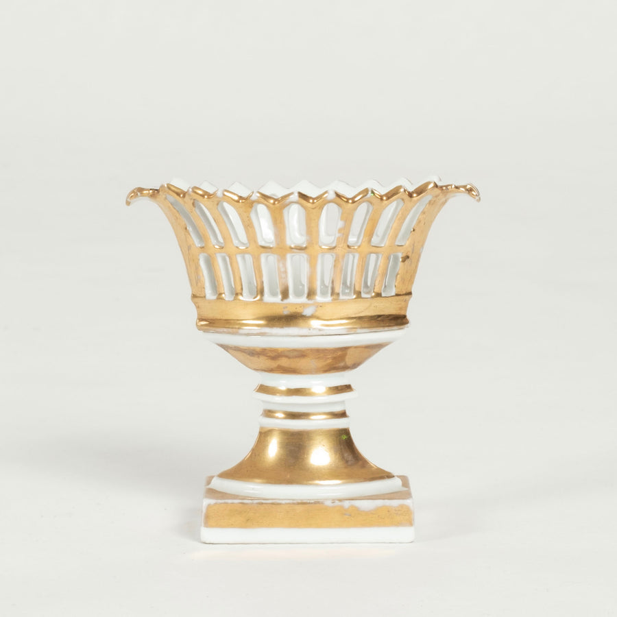 19th Century Old Paris Gilt Porcelain Reticulated Compote