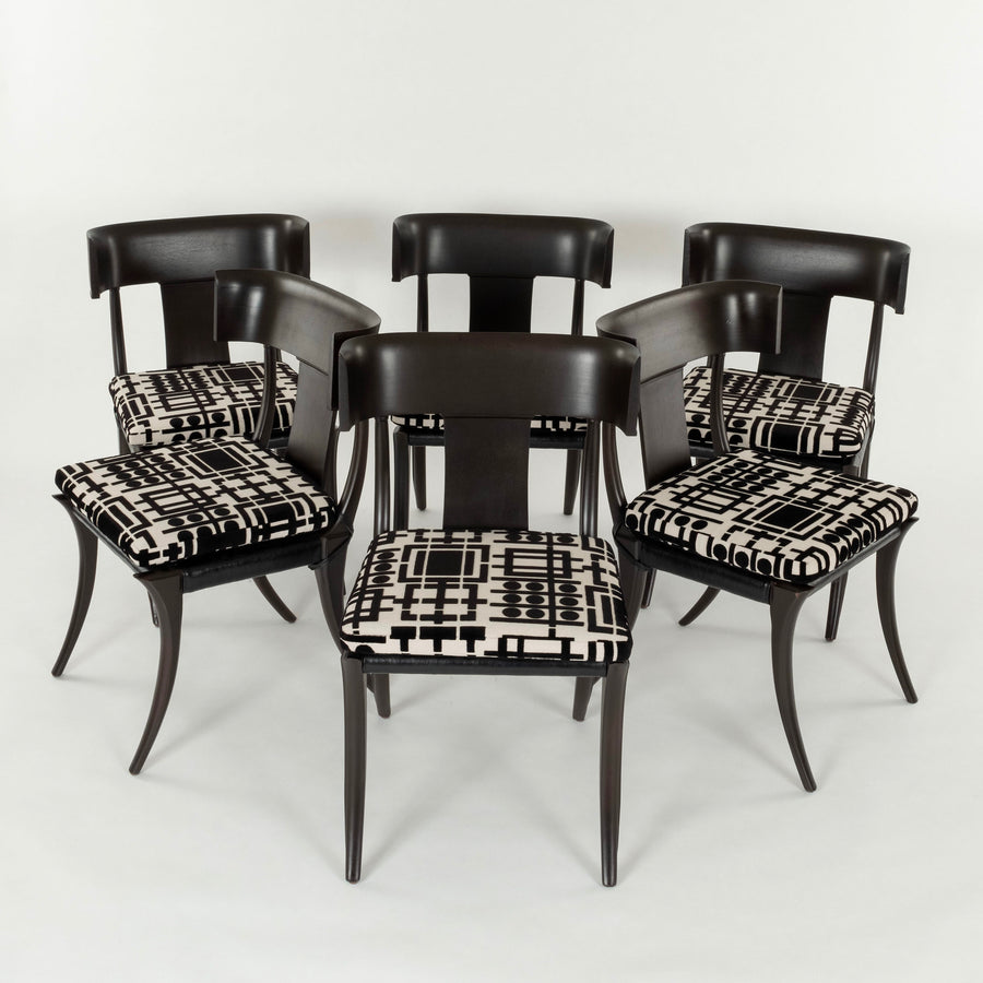 Set 6 Vintage Klismos Style Dining Chairs