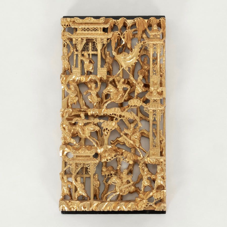 19th Century Carved Chinese Gilt Wood Panel II